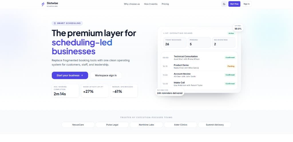 SlotWise AI product screenshot